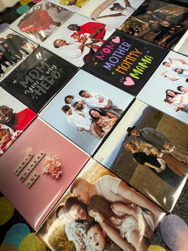 Colorful spread of photo magnets